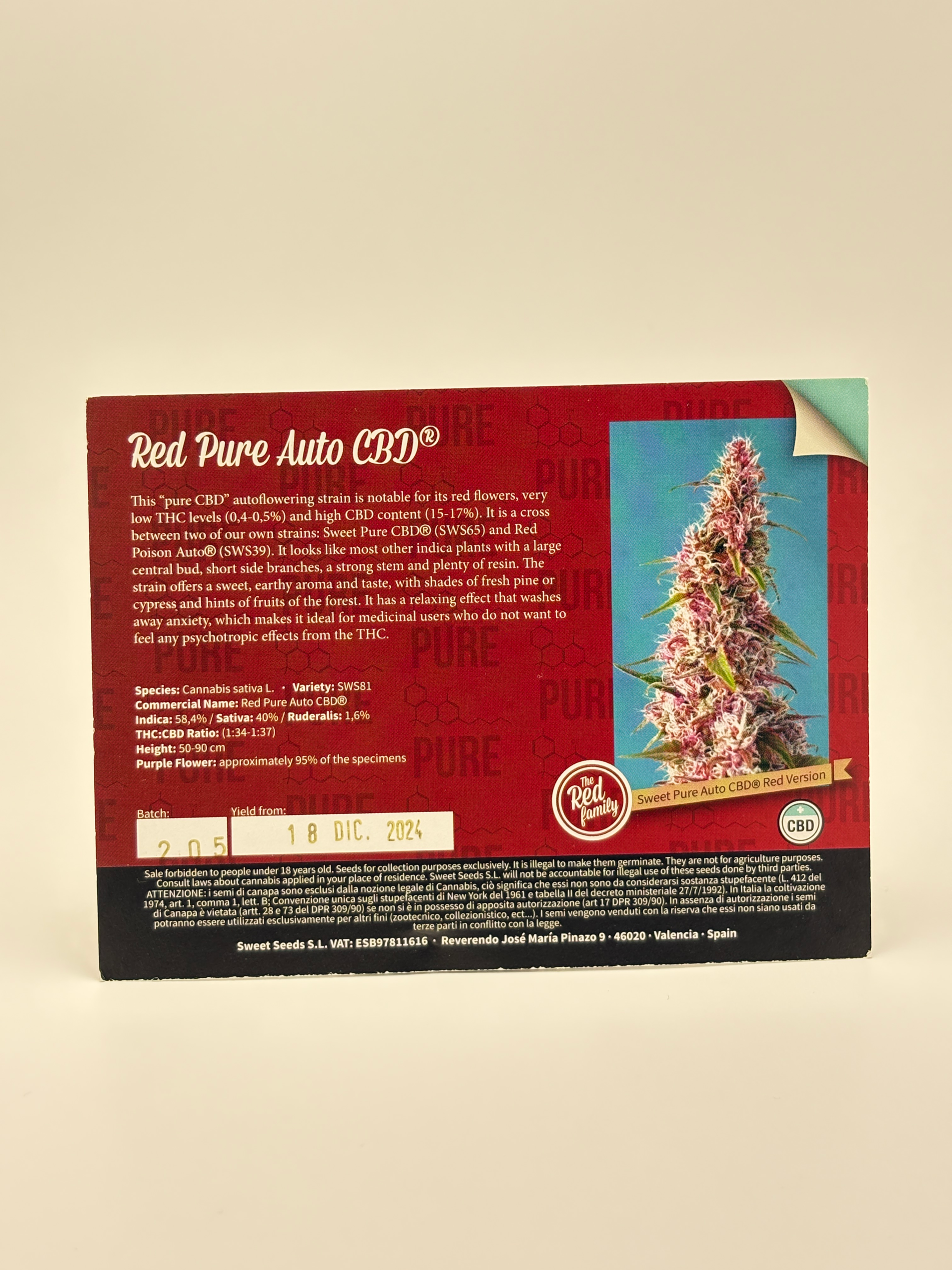 Red Pure Auto CBD by Sweet Seeds - Autoflower - 4 fem seeds